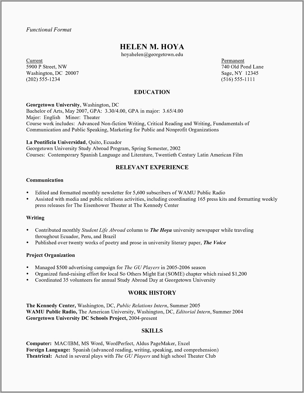Free Functional Resume Templates Download
