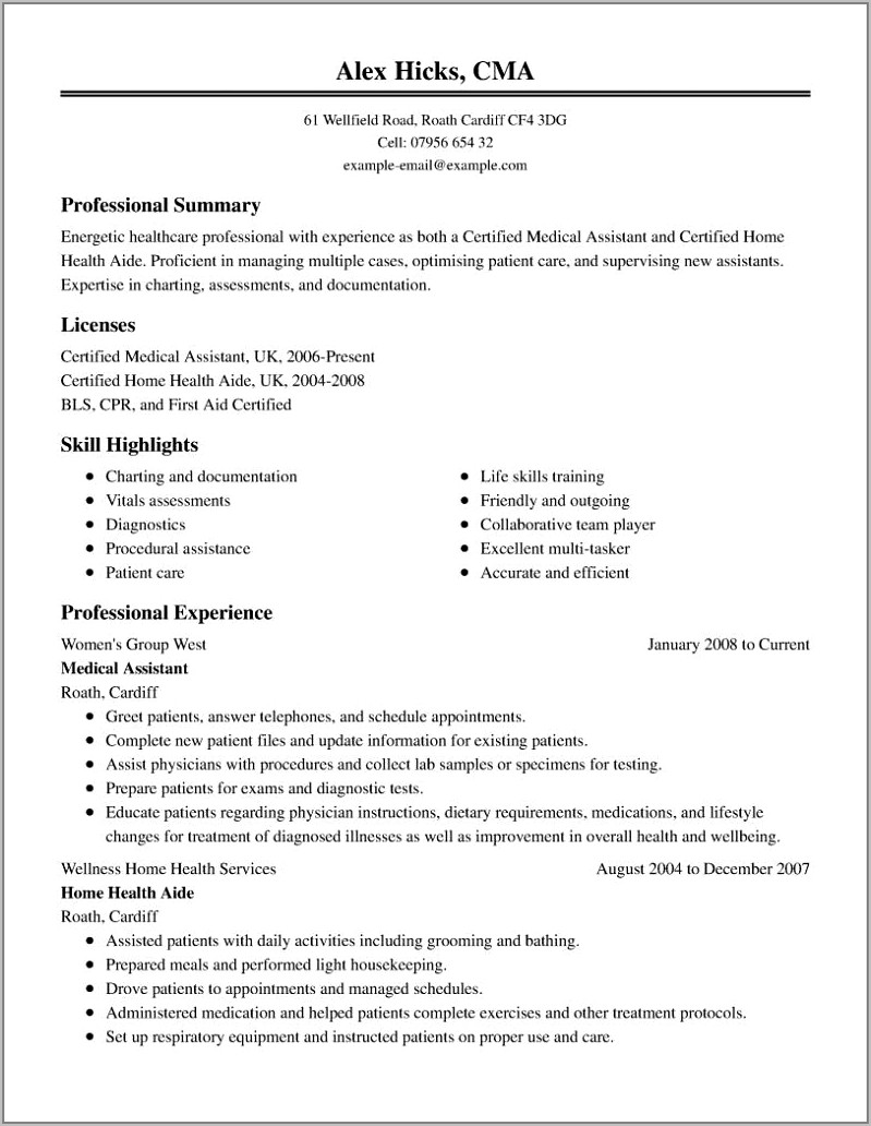Free Healthcare Resume Examples