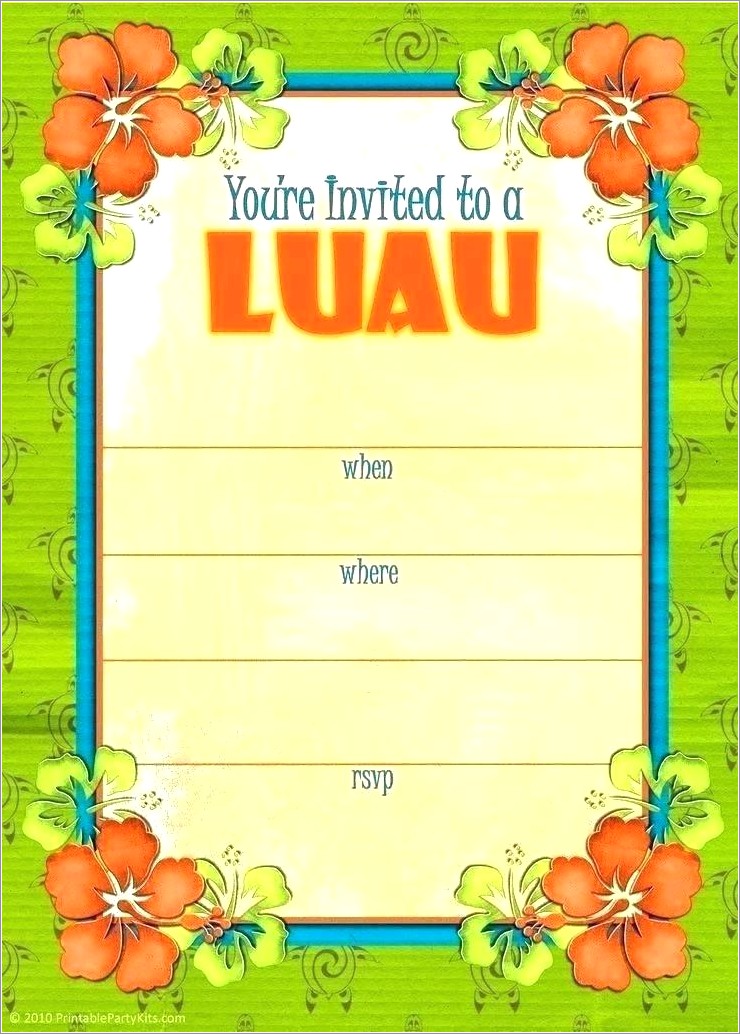 Free Luau Invitations To Print