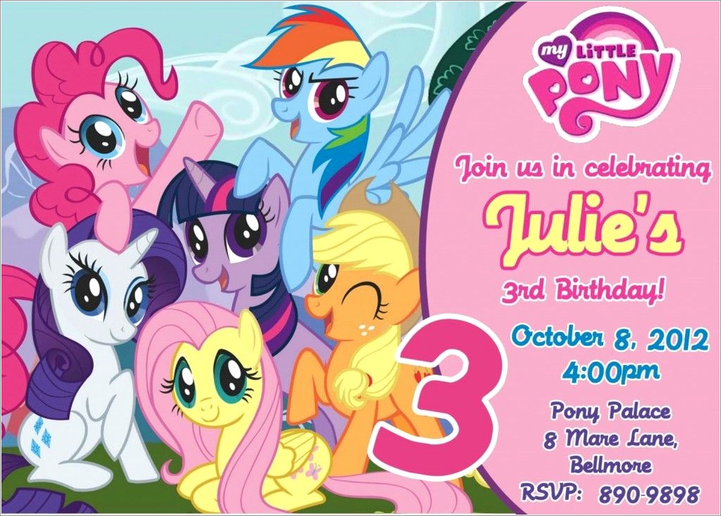 Free My Little Pony Birthday Invitations
