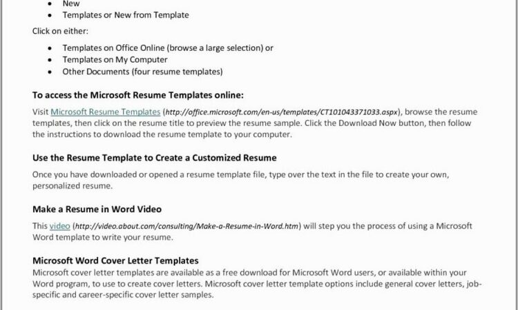 Free Online Resume Template Microsoft Word