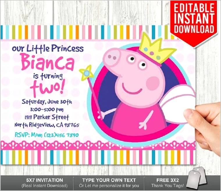 Free Peppa Pig Birthday Invitations