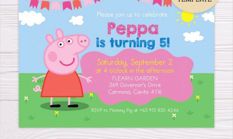 Free Peppa Pig Invitations Template Editable