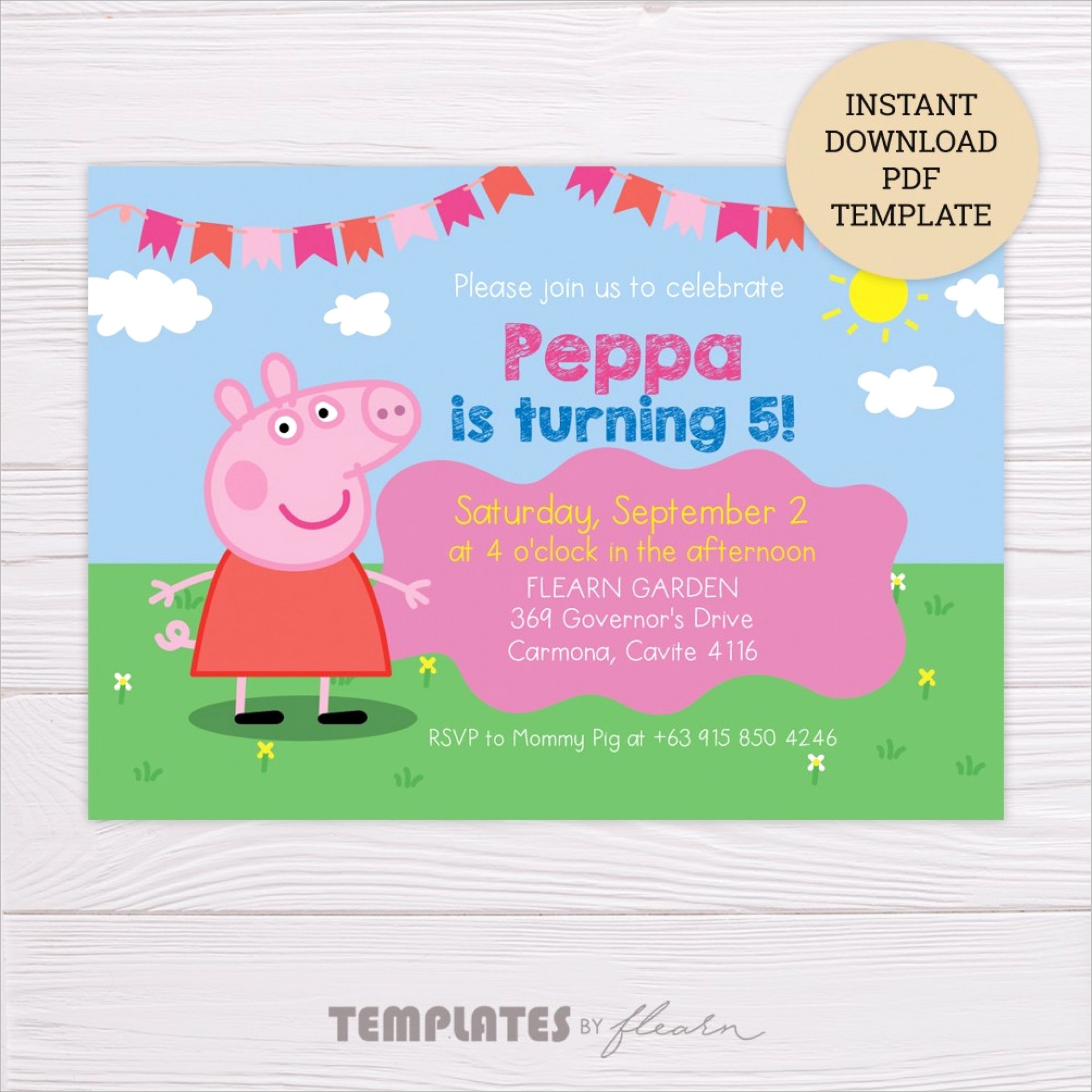 Free Peppa Pig Invitations Template Editable