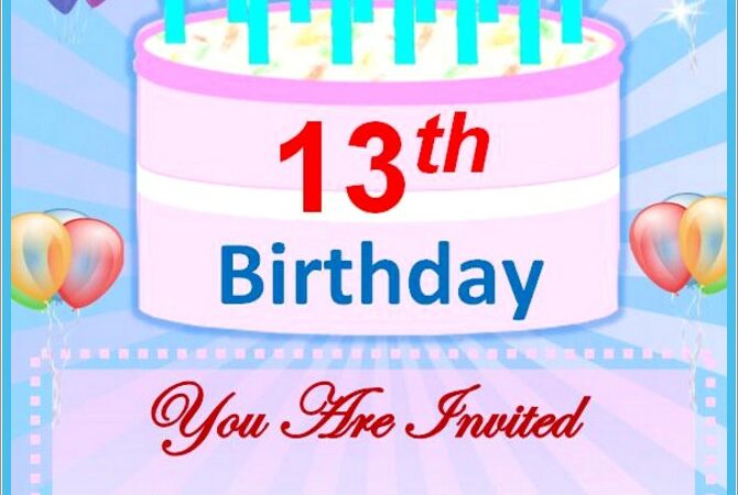 Free Printable 13th Birthday Invitation Templates