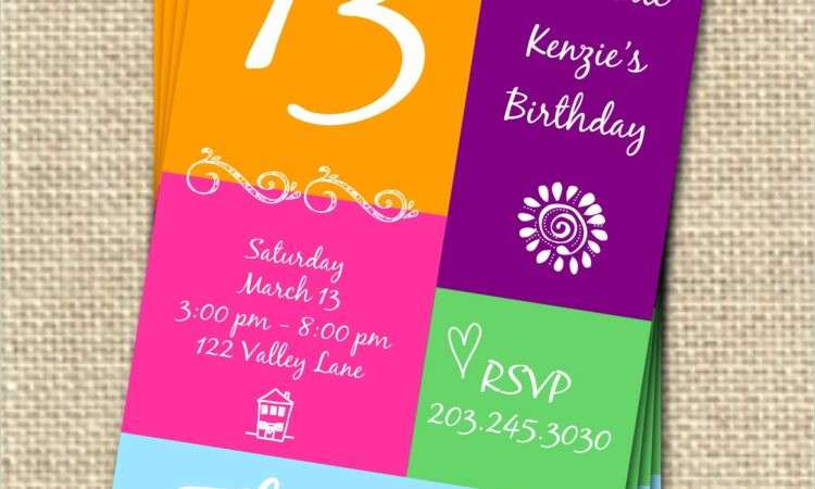 Free Printable 13th Birthday Invitations