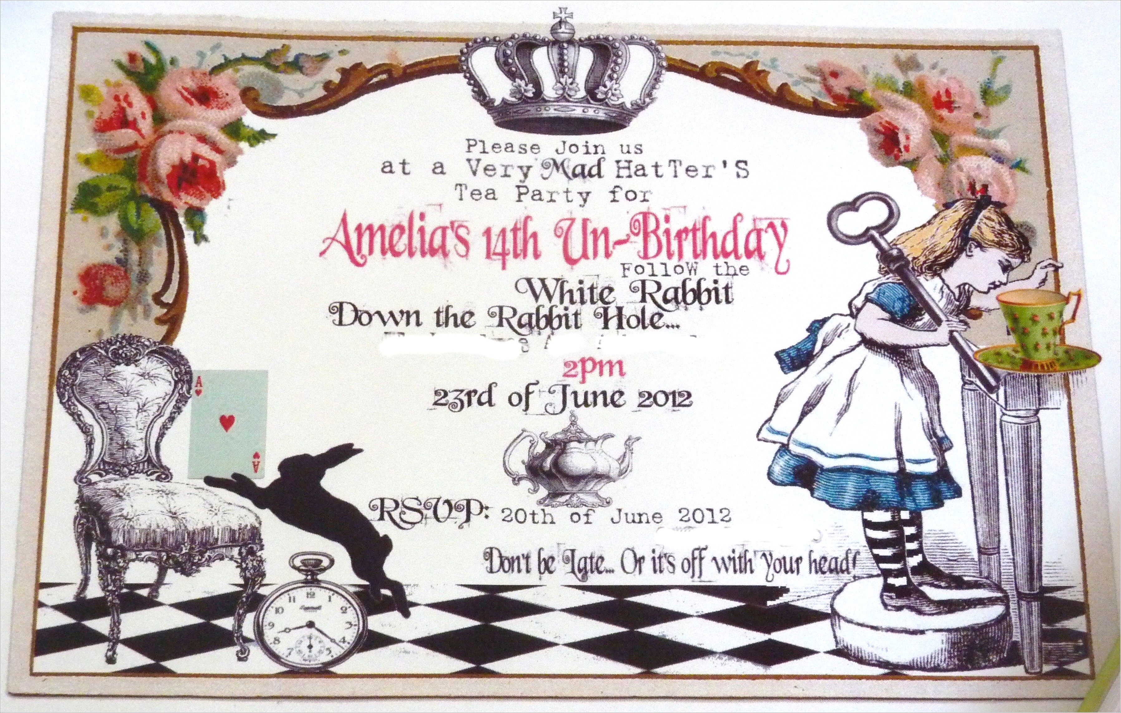 Free Printable Alice In Wonderland Birthday Invitations