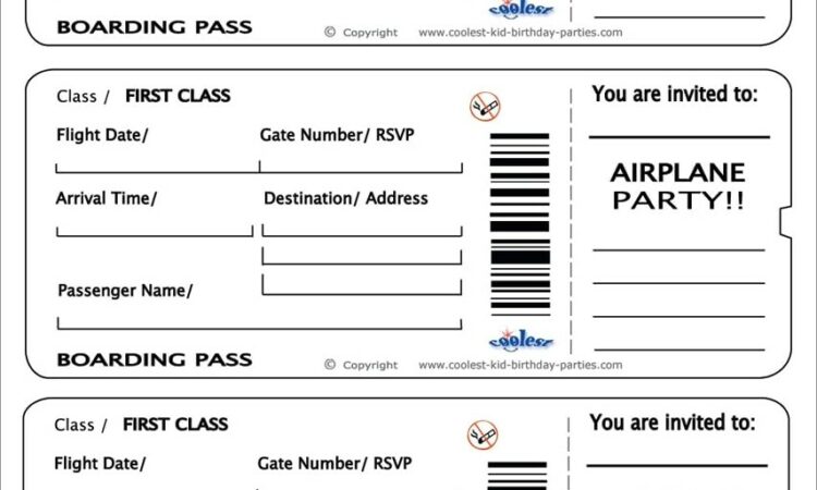 Free Printable Boarding Pass Invitation Template