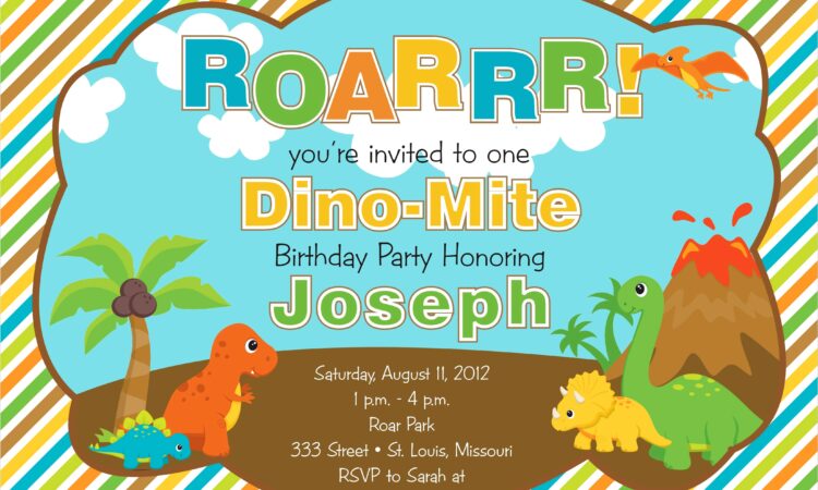 Free Printable Dinosaur Birthday Invitations