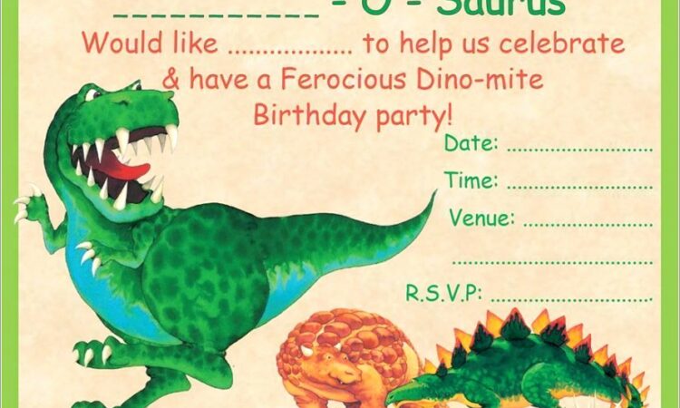 Free Printable Dinosaur Invitation Template