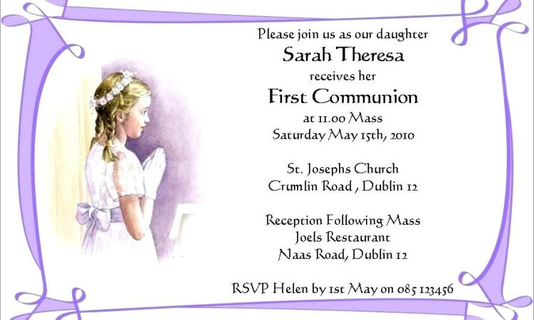 Free Printable First Holy Communion Invitation Cards