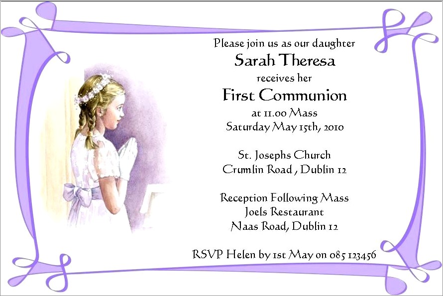 Free Printable First Holy Communion Invitation Cards