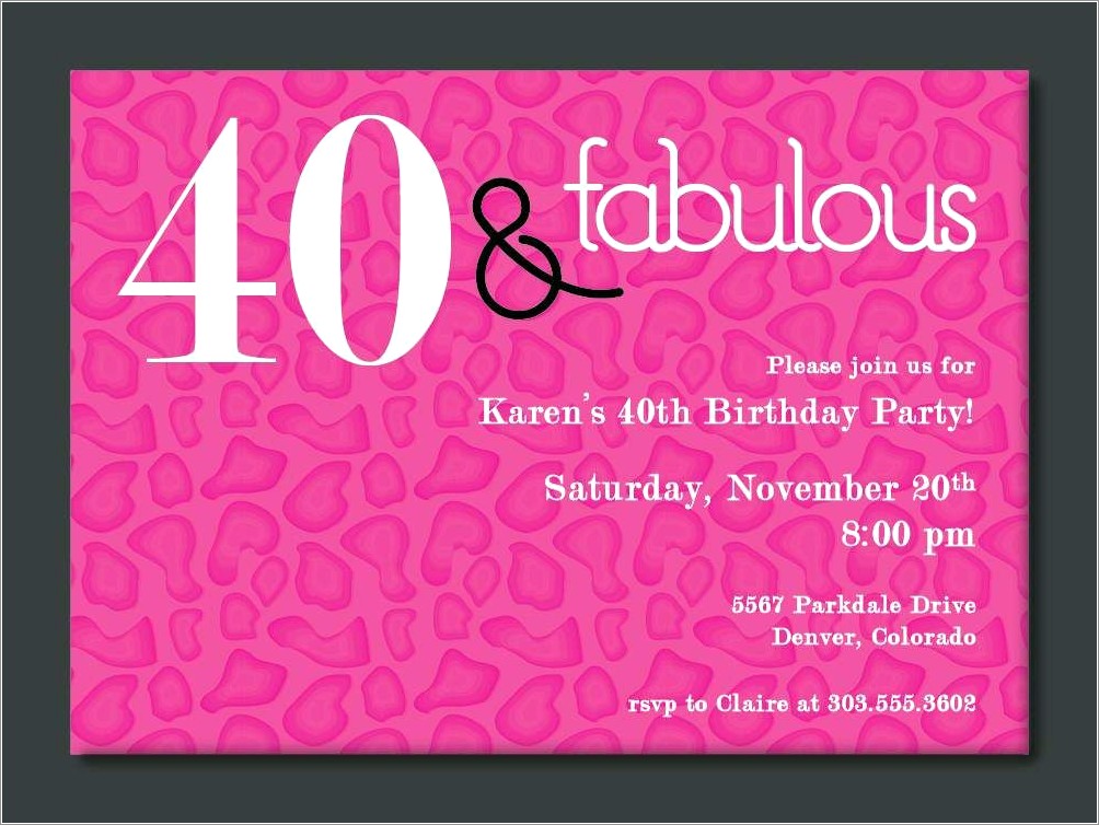 Free Printable Free 40th Birthday Invitations Templates