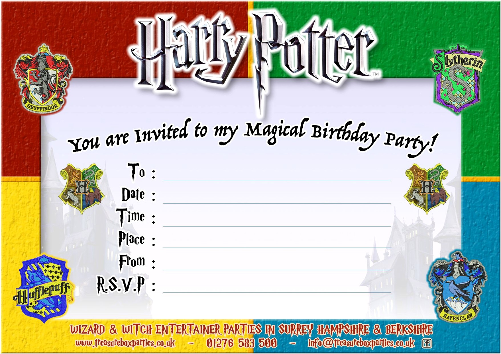 Free Printable Harry Potter Birthday Invitations