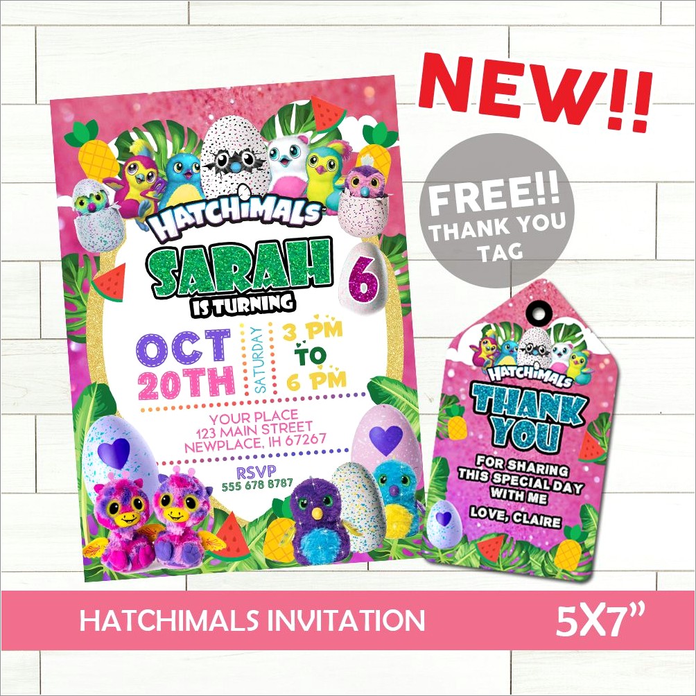 Free Printable Hatchimal Birthday Invitations