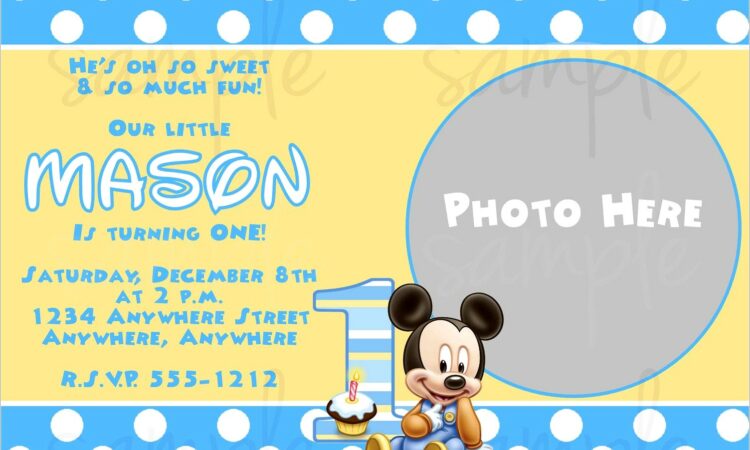 Free Printable Mickey Mouse 1st Birthday Invitations