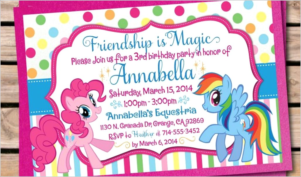Free Printable My Little Pony Birthday Invitations