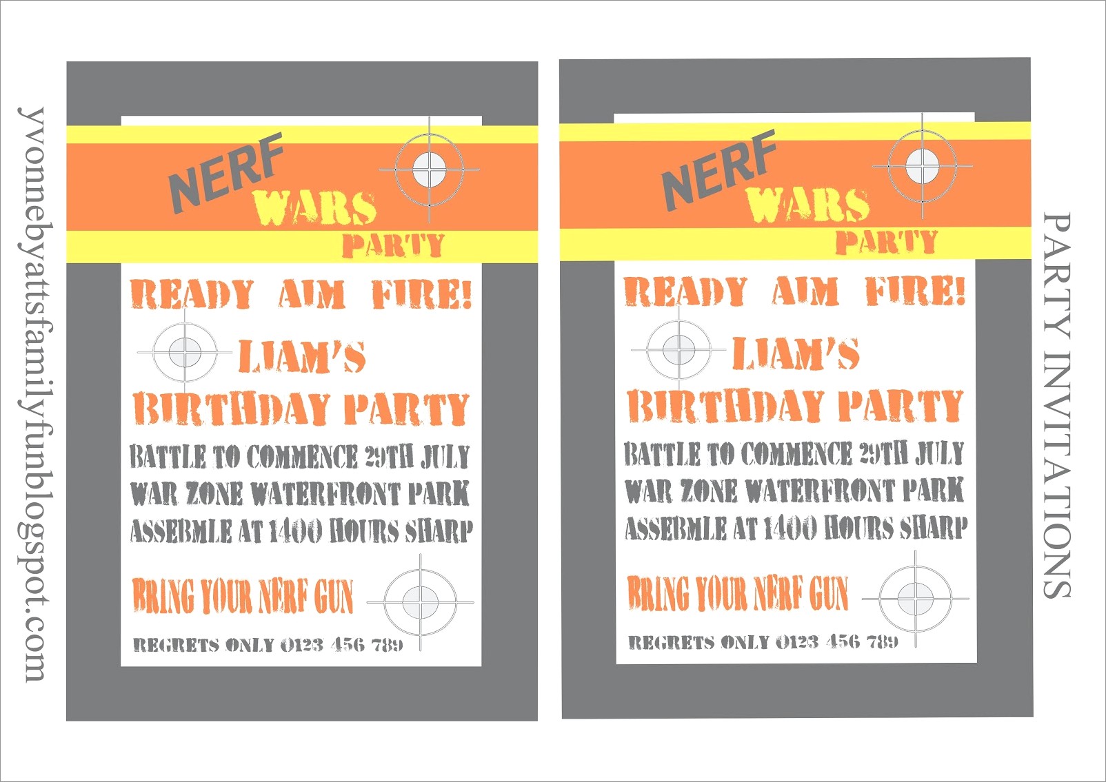 Free Printable Nerf Invitations