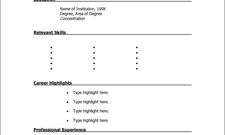 Free Printable Resume Outline