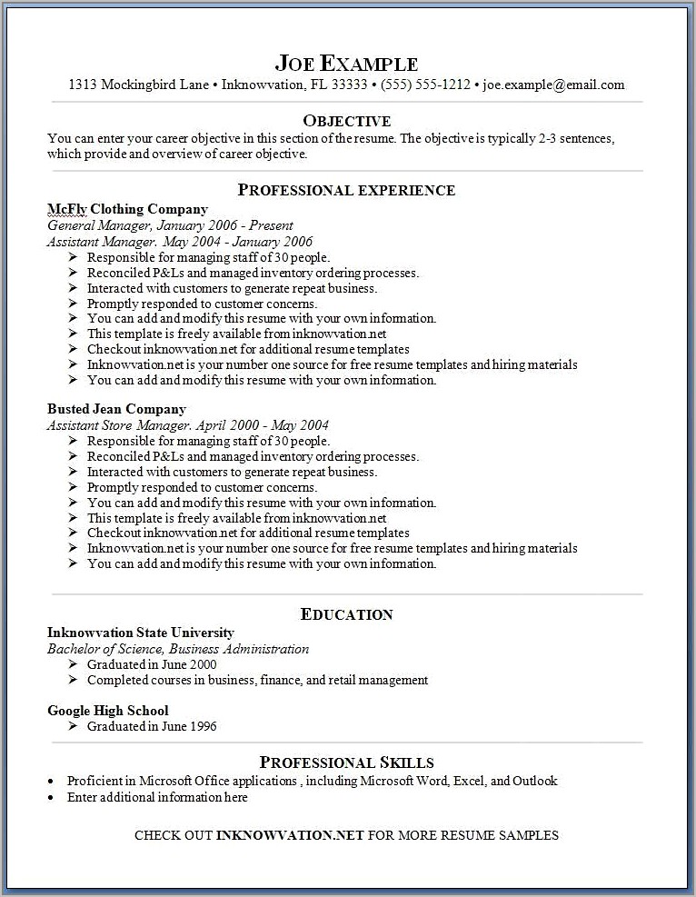 Free Printable Resume Templates Online