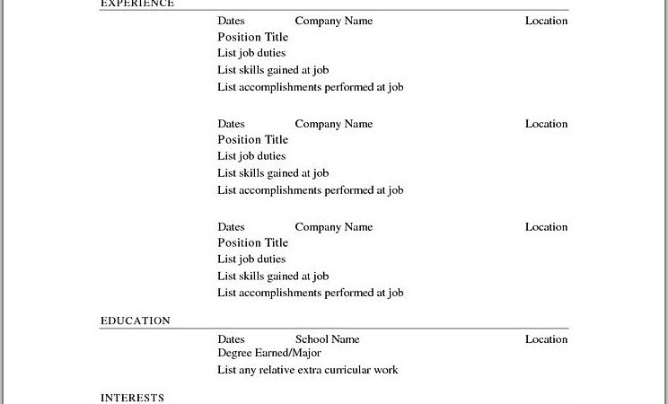 Free Printable Sample Resume Templates