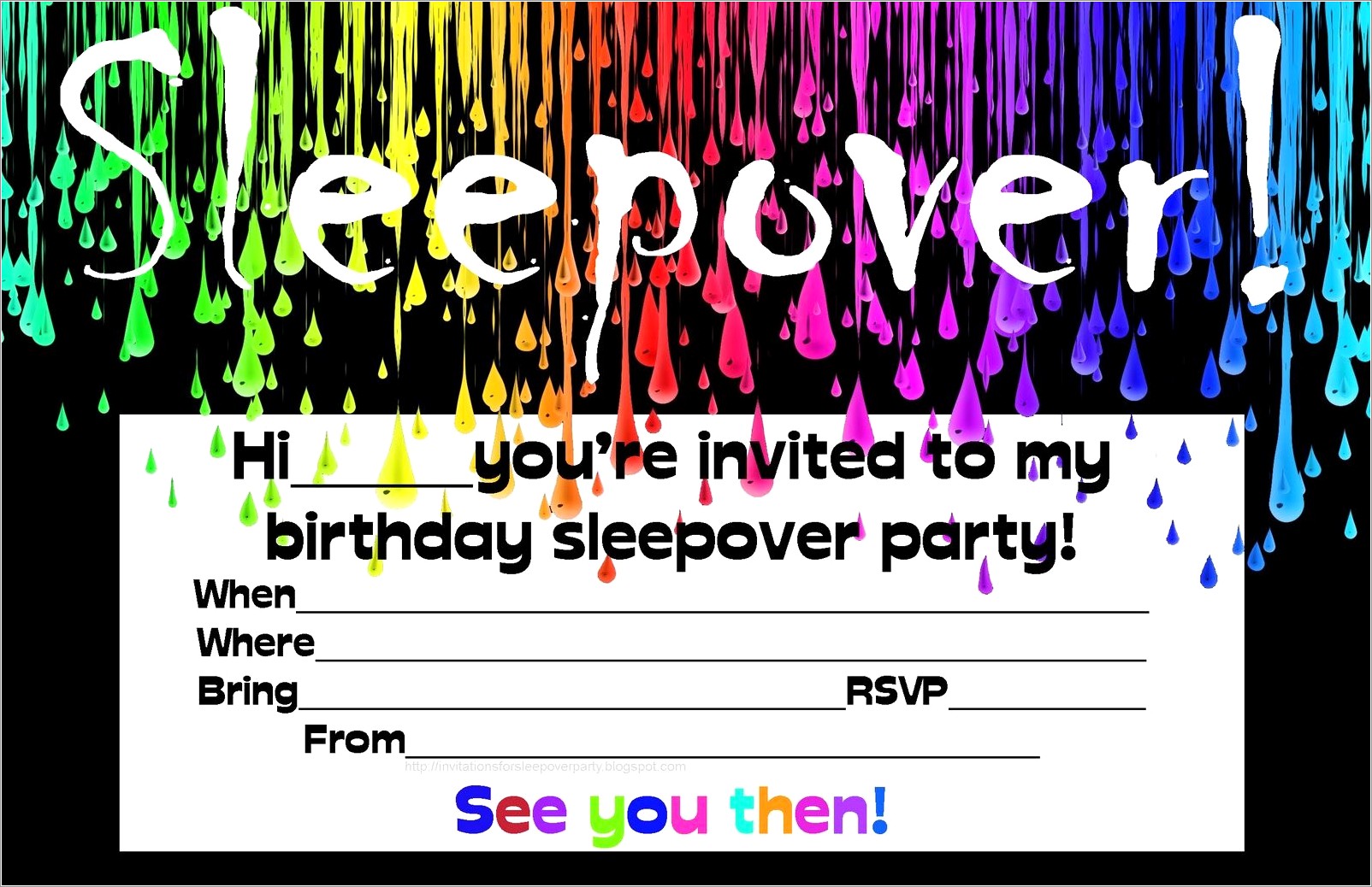 Free Printable Sleepover Invitations