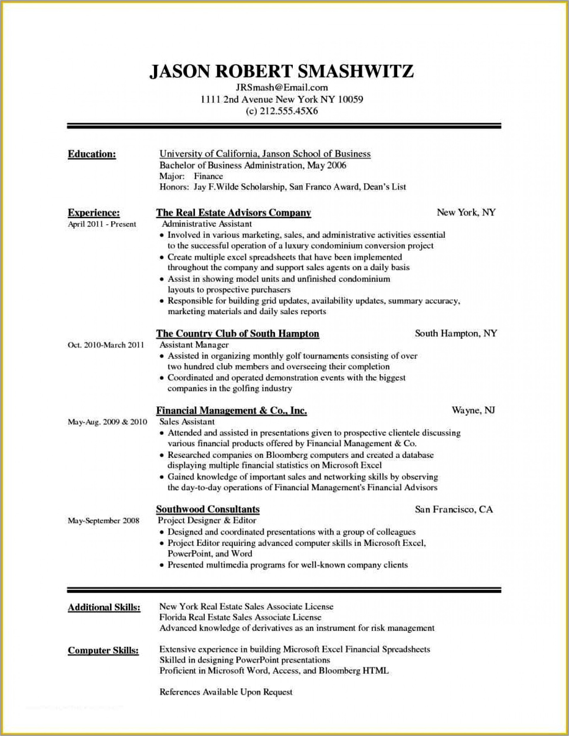 Free Printable Student Resume Template