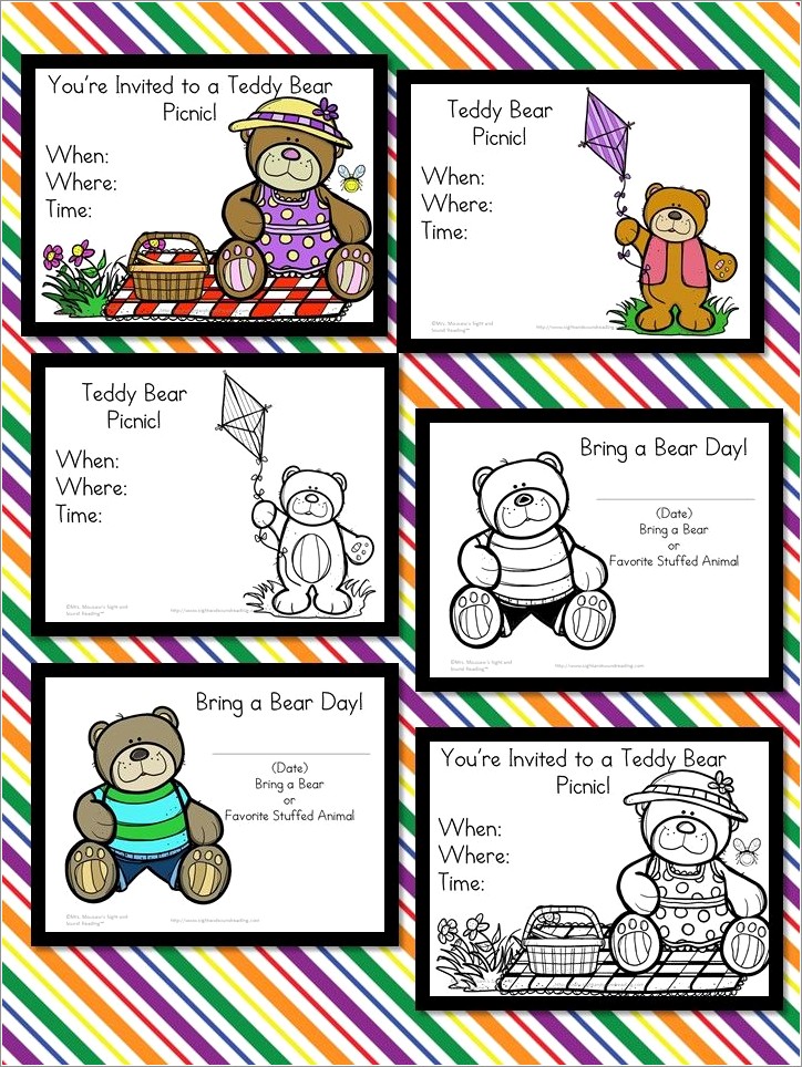 Free Printable Teddy Bear Picnic Invitations