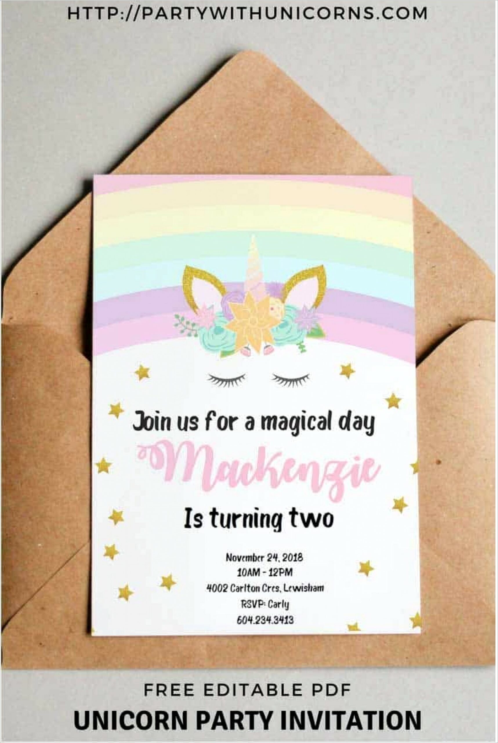 Free Printable Unicorn Birthday Invitation