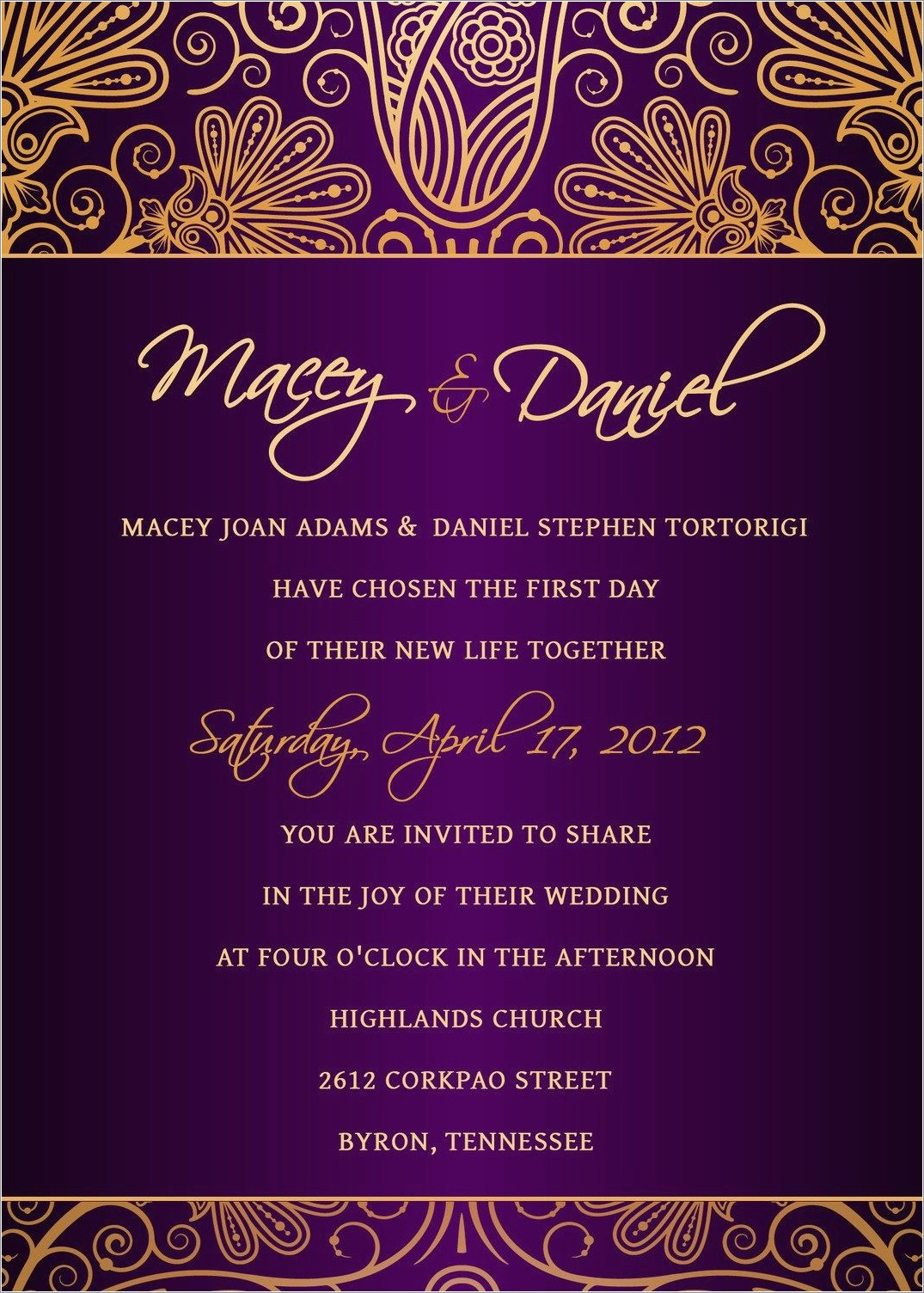 Free Purple Wedding Invitation Templates