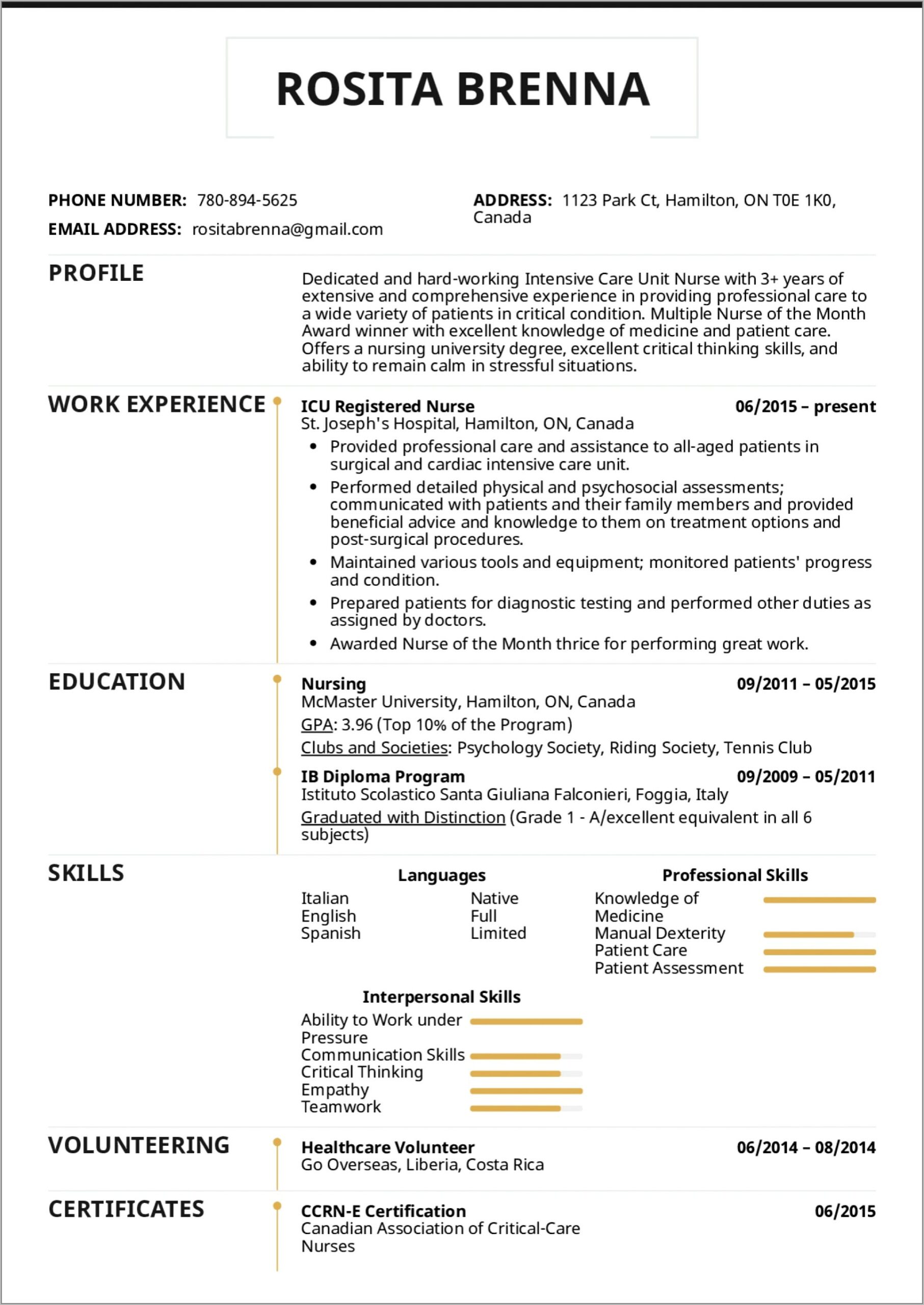 Free Resume Examples For Nurses