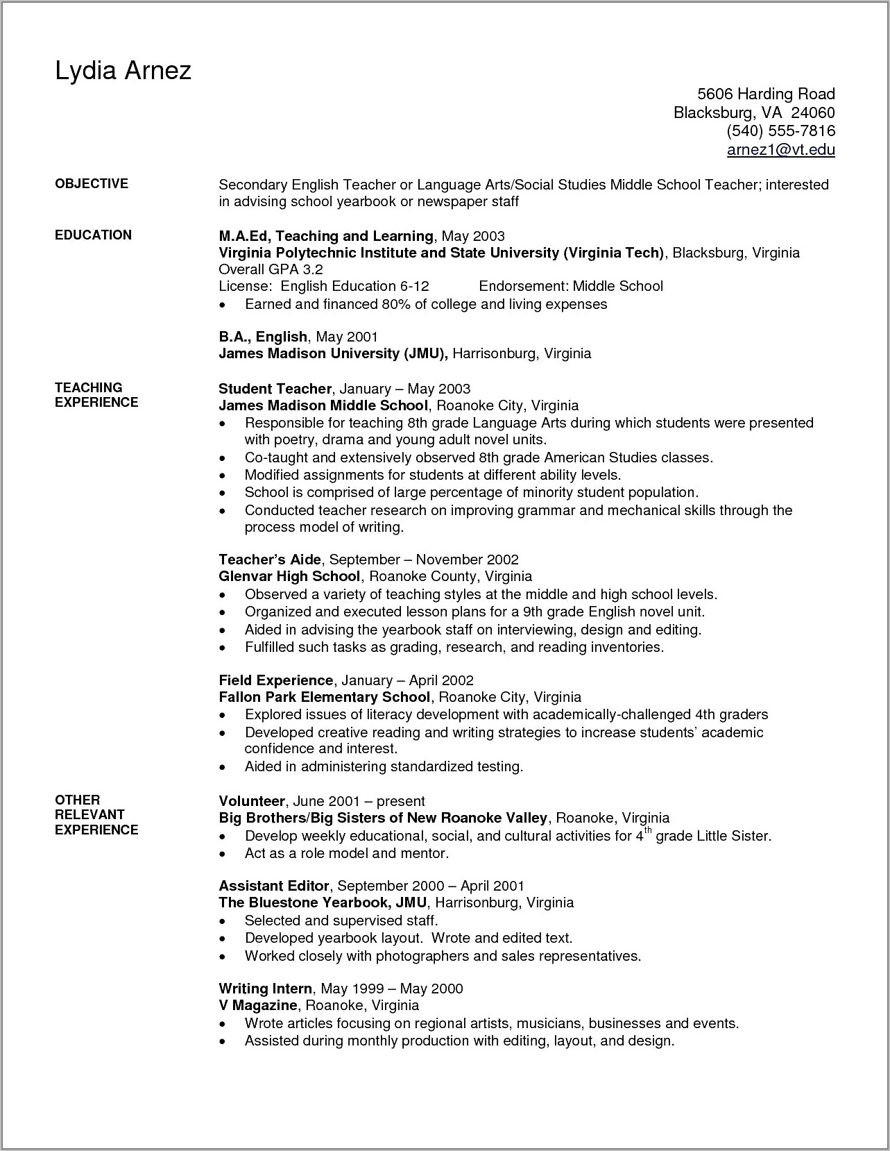 Free Resume Template Download India