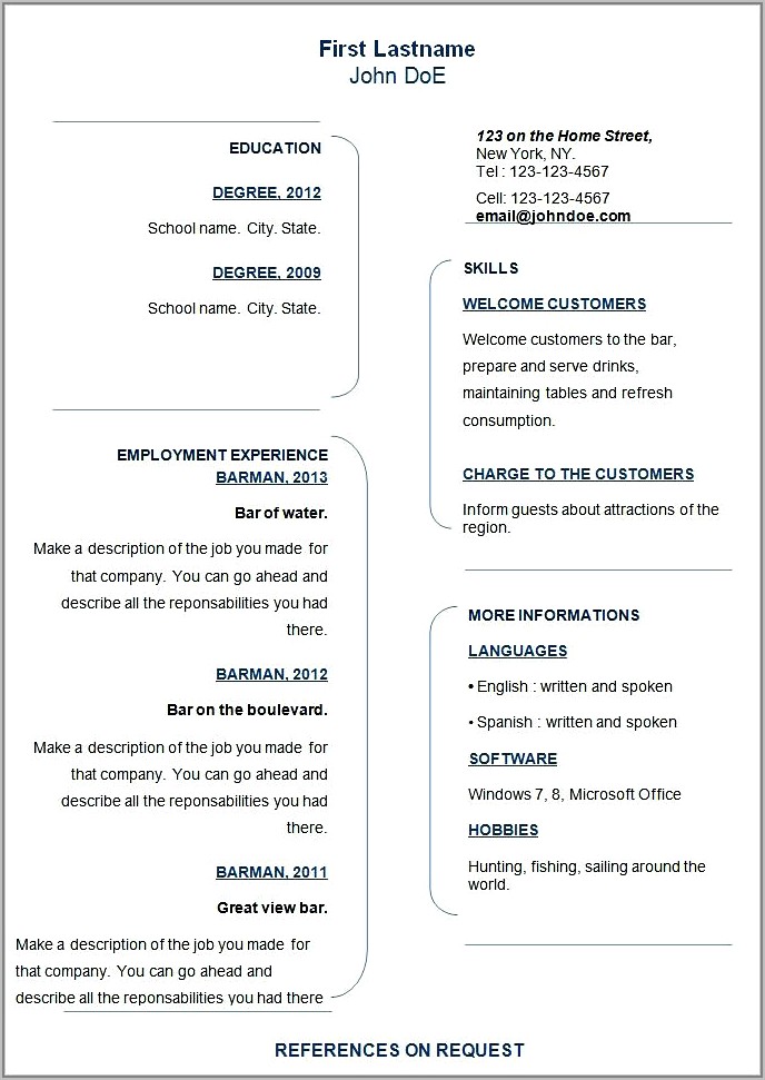 Free Resume Template Downloads For Teachers