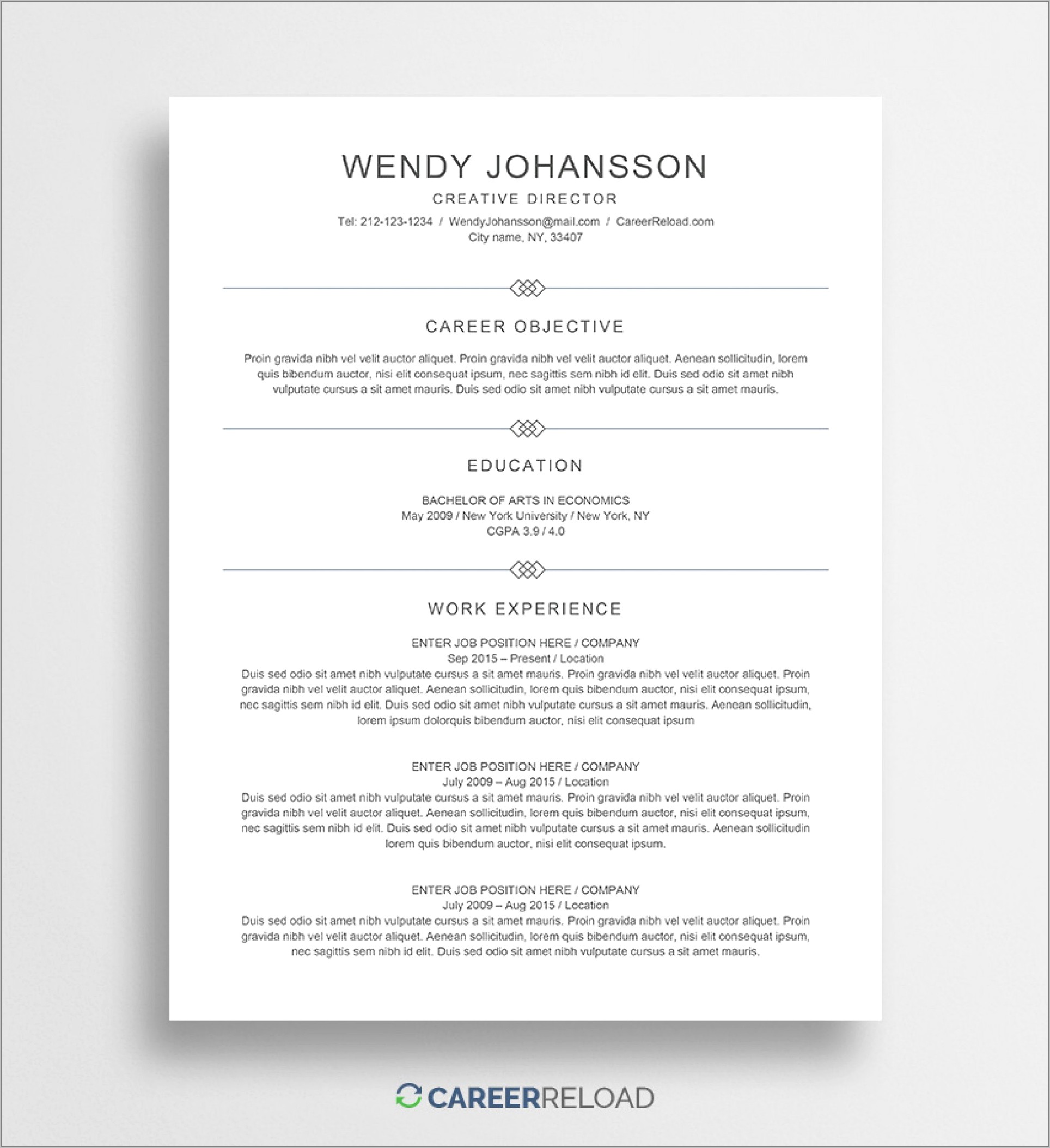 Free Resume Template Downloads