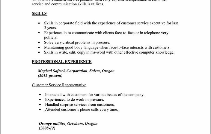 Free Resume Template For Customer Service