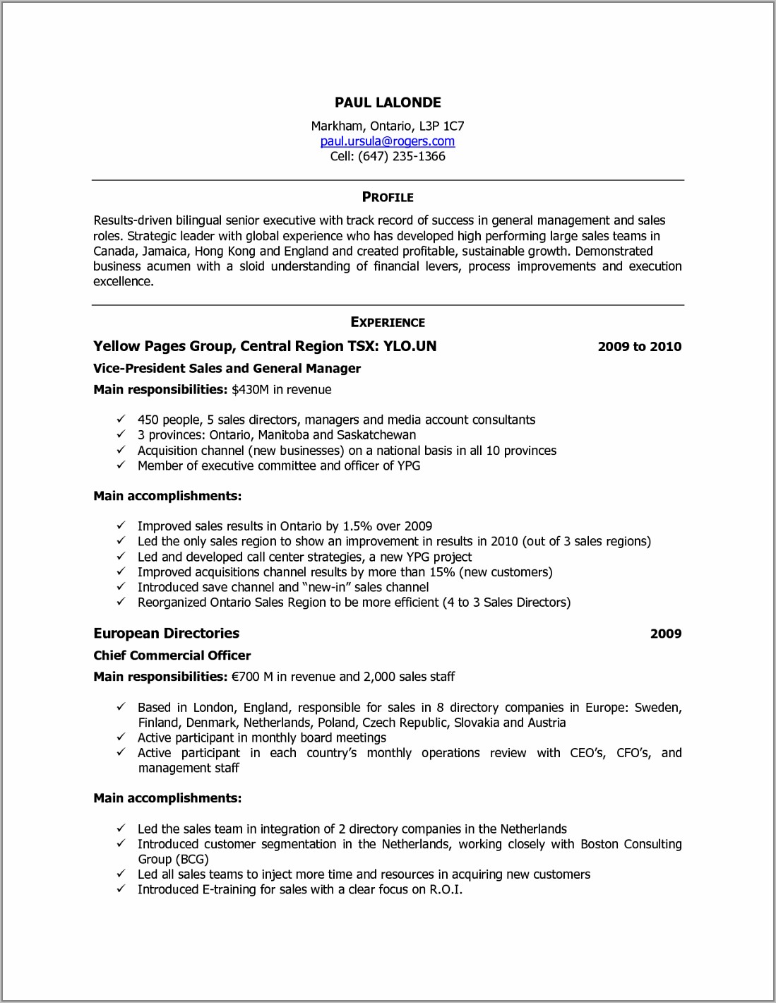 Free Resume Templates Download Canada