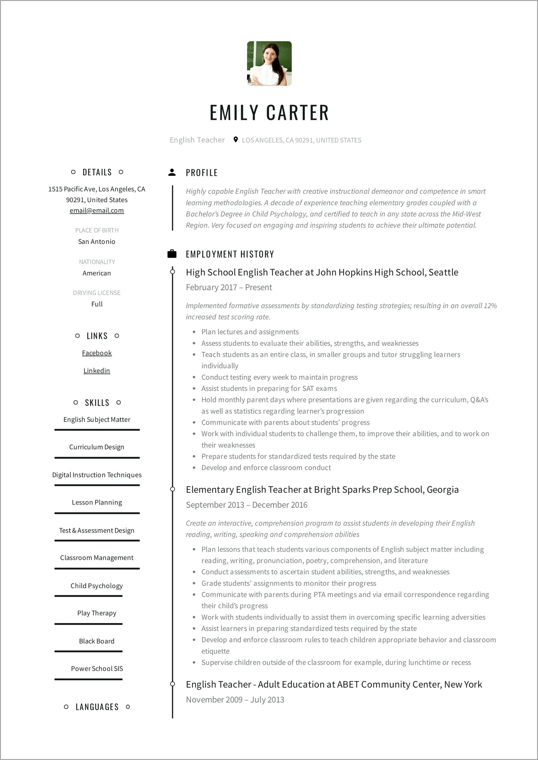 Free Resume Templates Download Pages