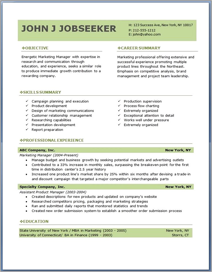 Free Resume Templates Download