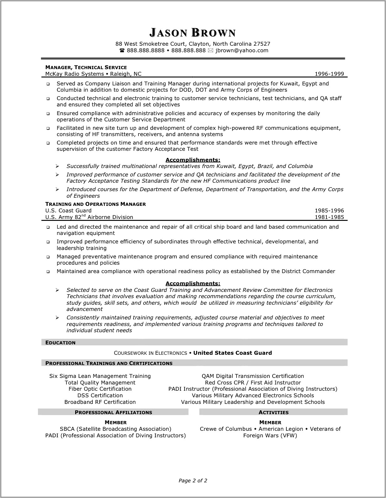 Free Resume Templates For Customer Service Jobs