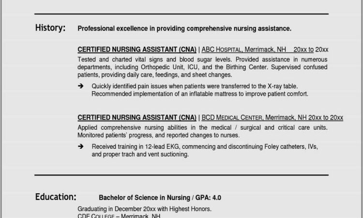 Free Resume Templates For Nursing Assistants