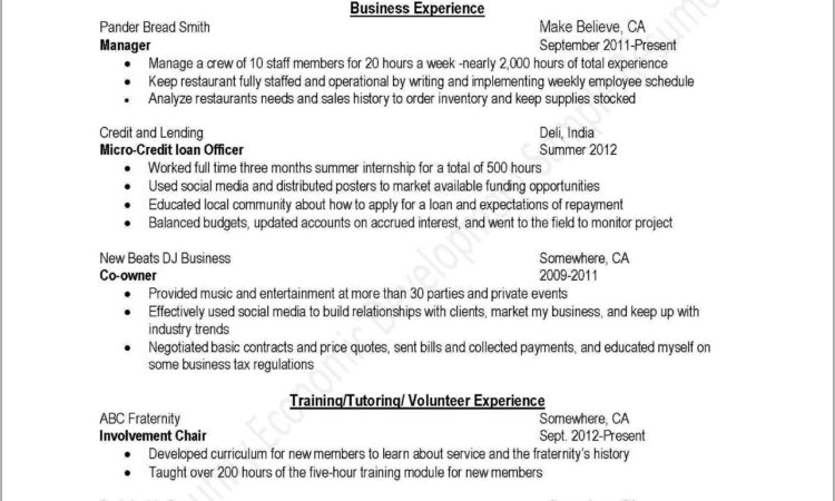 Free Resume Templates For Restaurant Servers