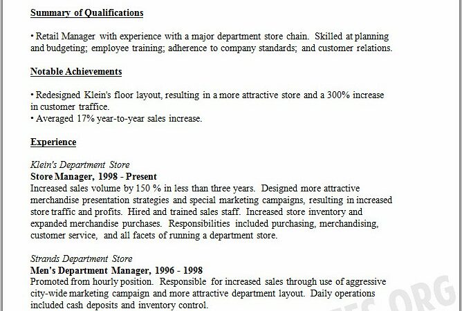 Free Resume Templates For Sales Associate