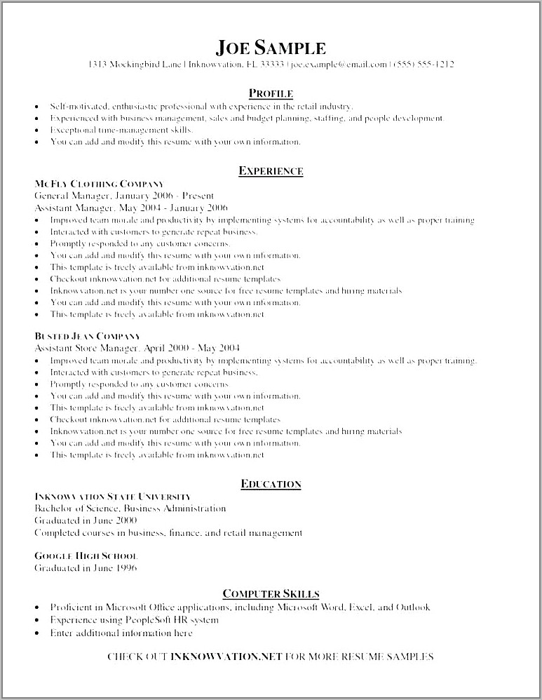 Free Resume Templates To Print Out