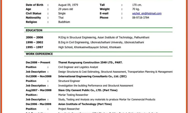 Free Resume Templates Word With Photo