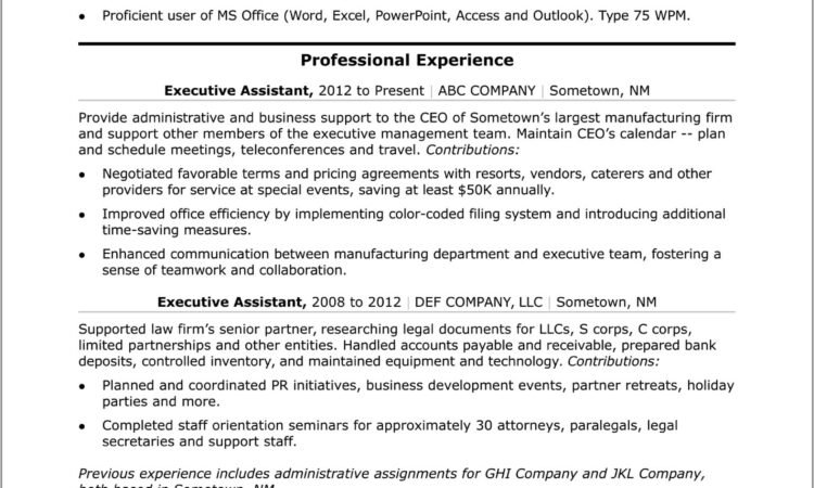 Free Sample Executive Administrative Assistant Resume