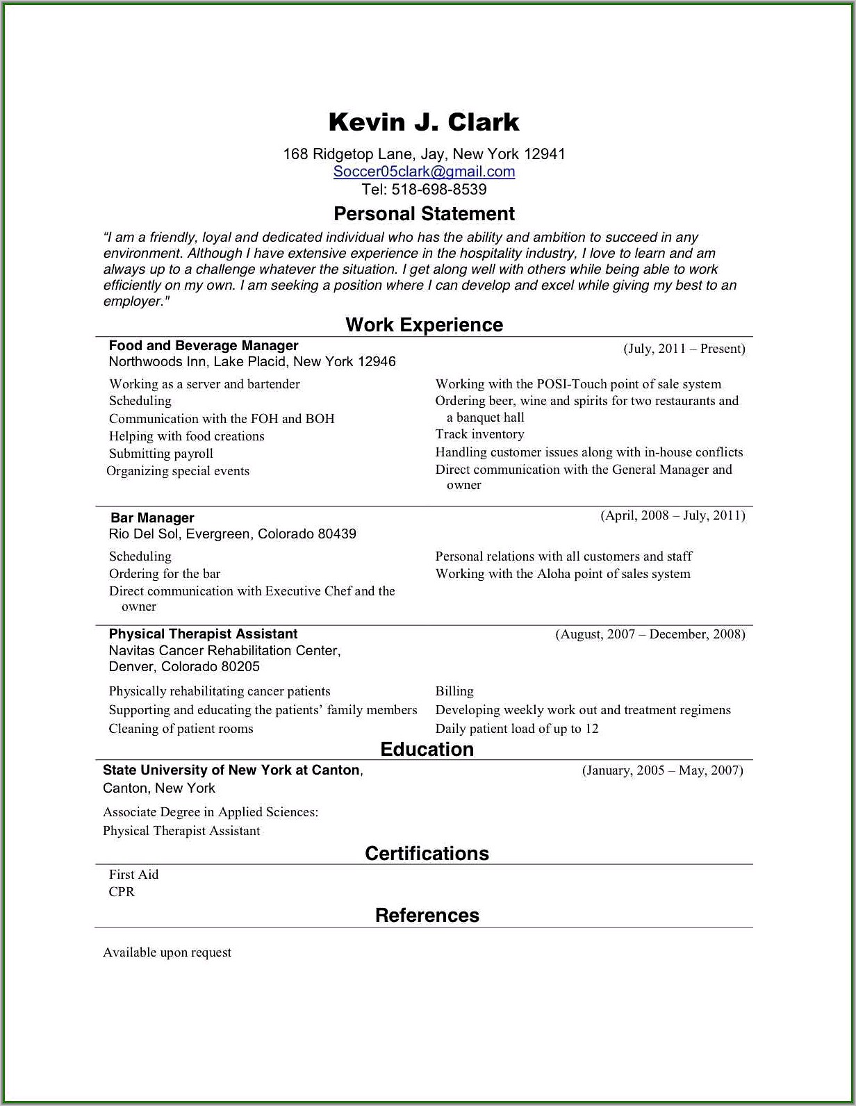 Free Sample Licensed Practical Nurse Resume