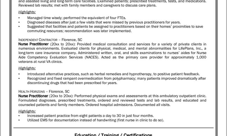 Free Sample Nurse Practitioner Resume