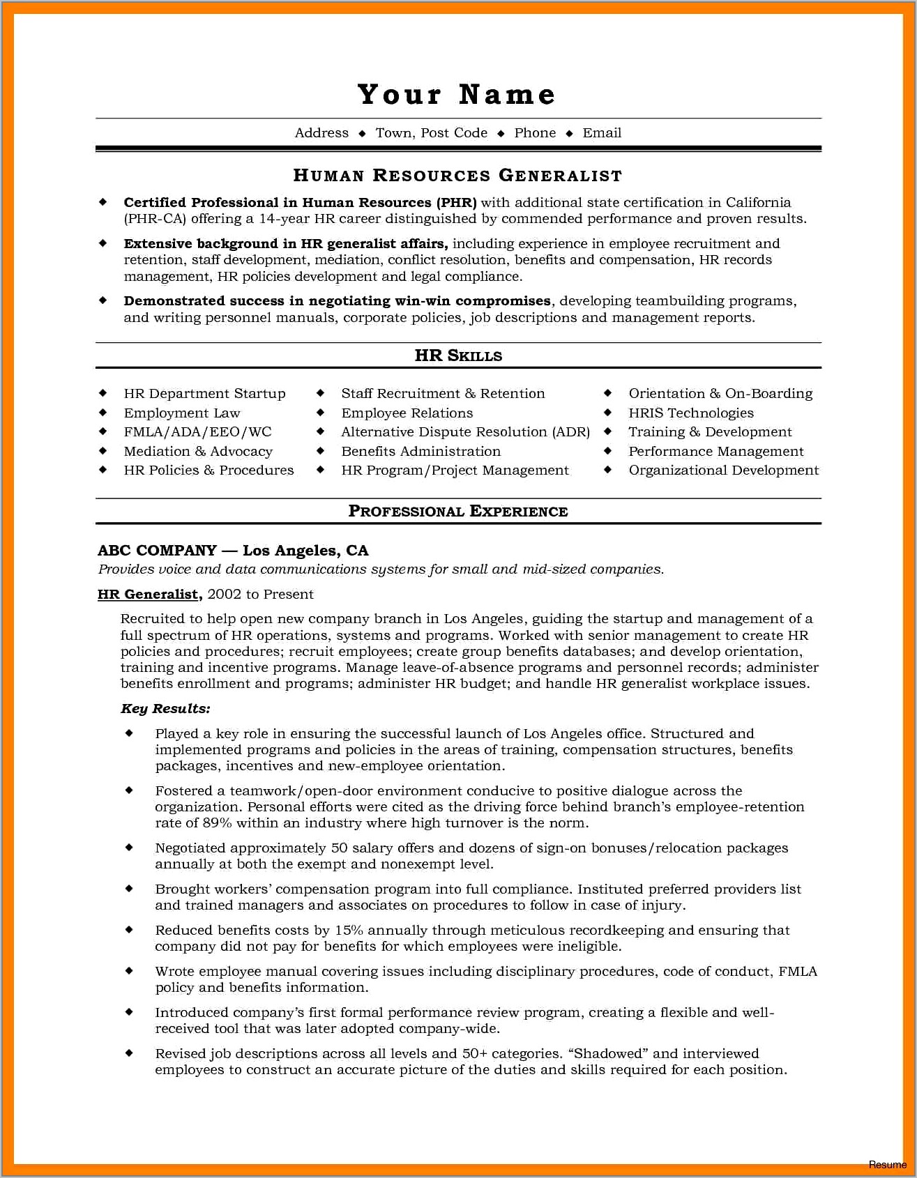 Free Sample Resume For Sales Representative