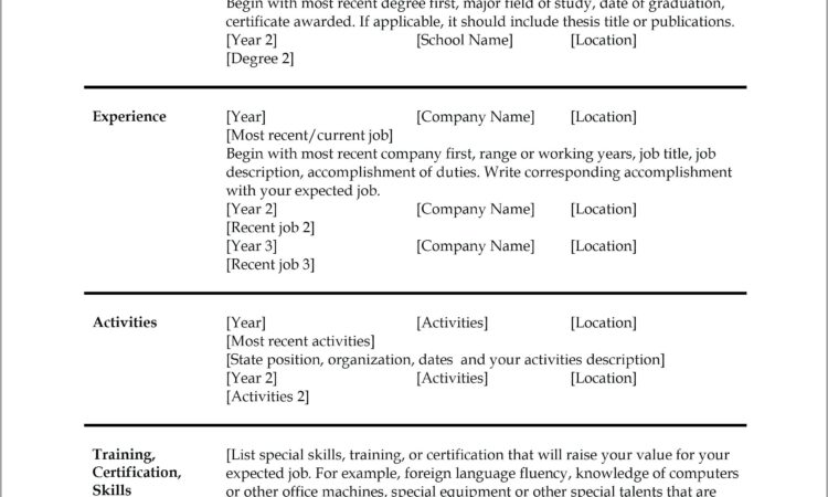 Free Sample Simple Resume Format