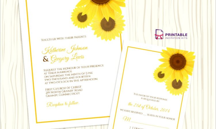 Free Sunflower Wedding Invitation Templates